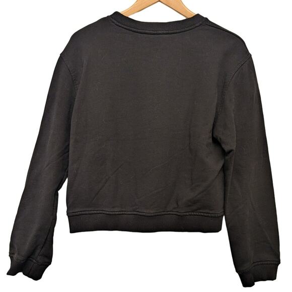 Love Moschino Heart Logo Emblem Cropped Crewneck Sweatshirt Size 4 Black - Picture 2 of 6